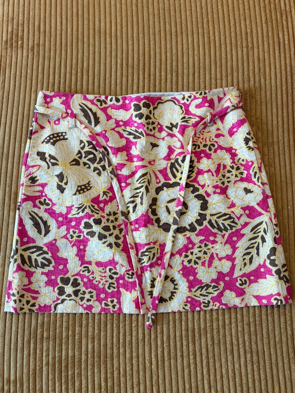Y2K J.Crew Pink Floral Wrap Mini Skirt Size 2 Cotton
